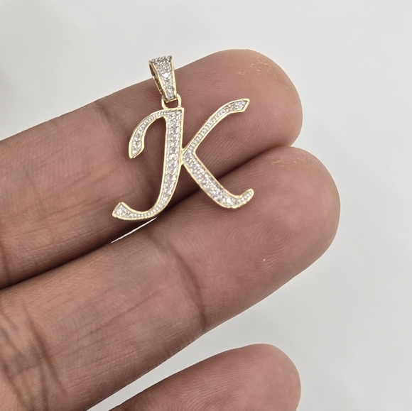 Real Diamond 10kt Gold Letter K Pendant